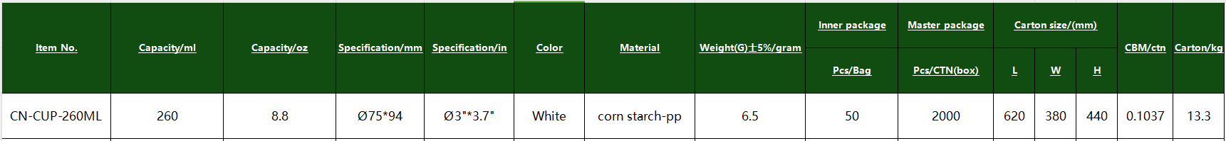 CN-CUP-260ML